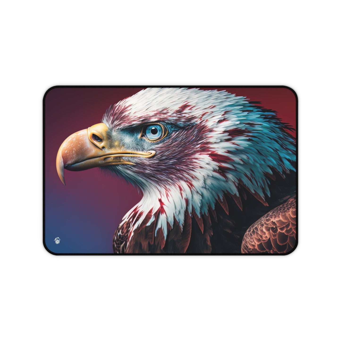 Majestic Bald Eagle Visual xxl mouse pad of size 12 by 18 inches with a white background