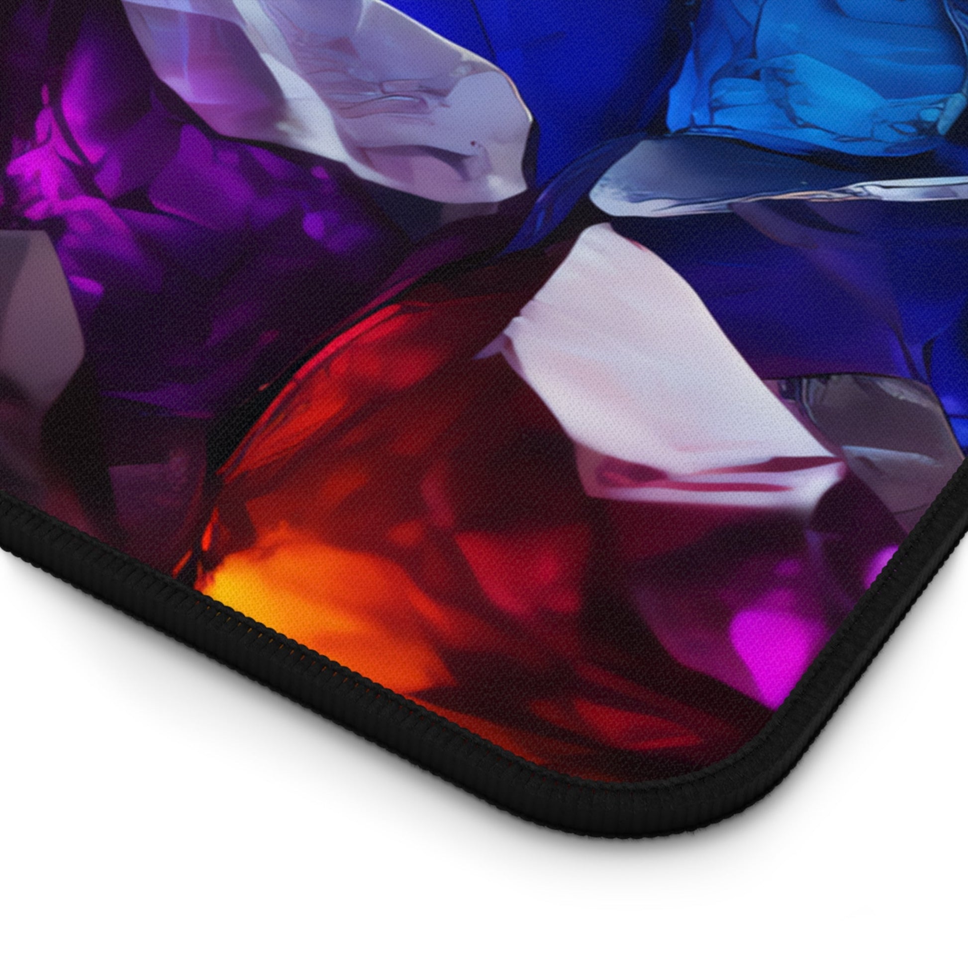 Vibrant Crystal Geode Pattern xxl mouse pad of size 15 by 31 inches with a white background