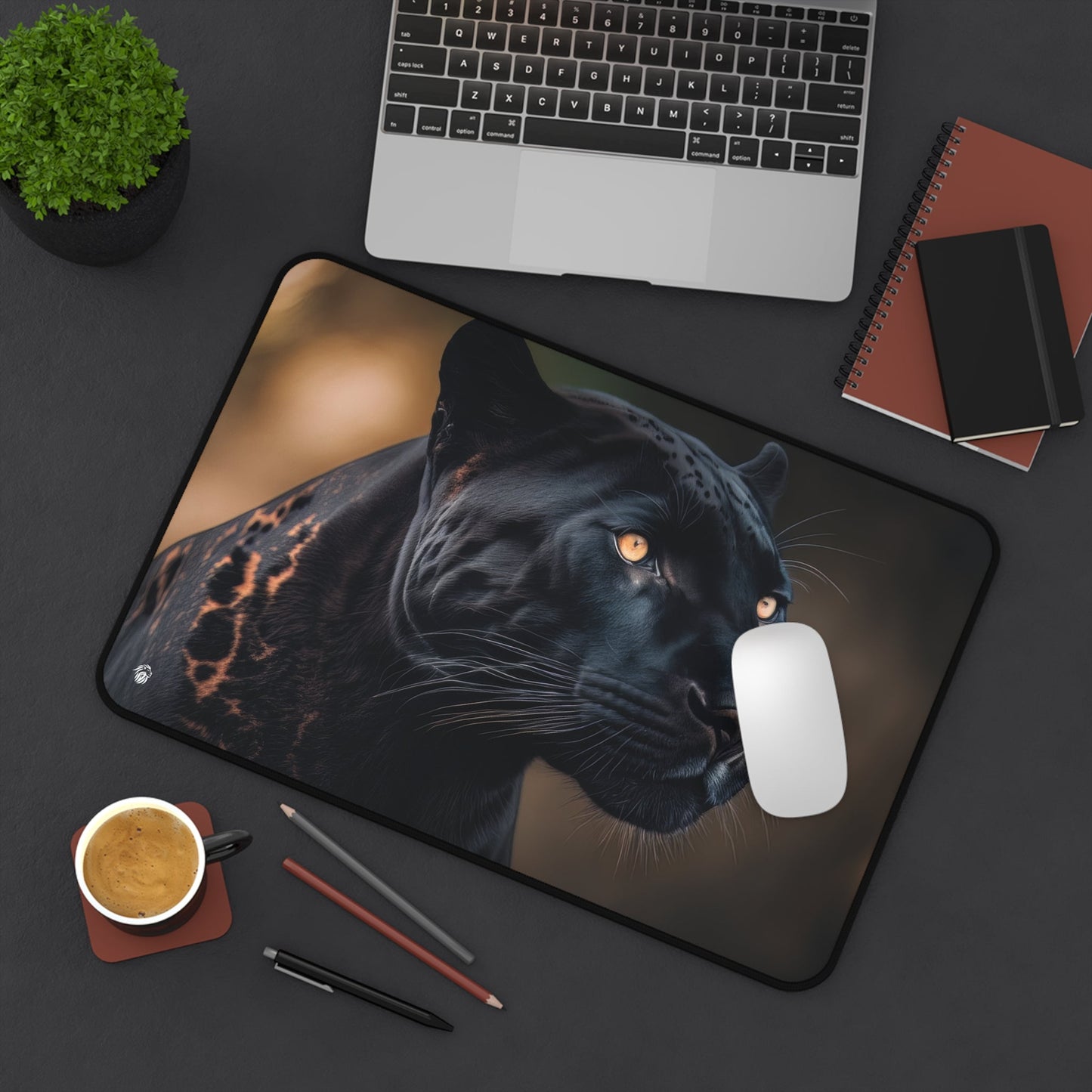 Majestic Black Panther Imagery xxl mouse pad of size 12 by 18 inches displayed on a desk