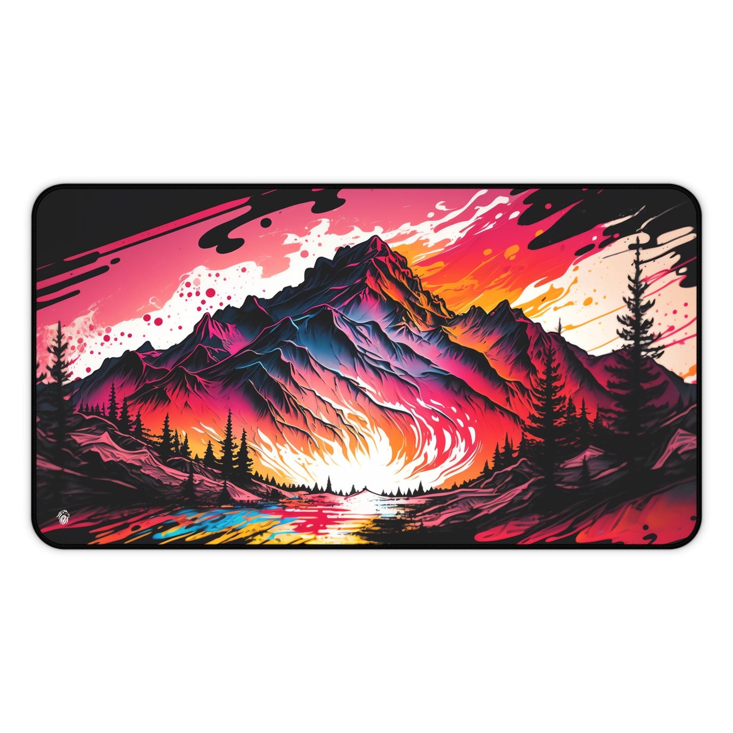 Pastel Alpine Mountain Scene xxl mouse pad of size 12 by 22 inches with a white background