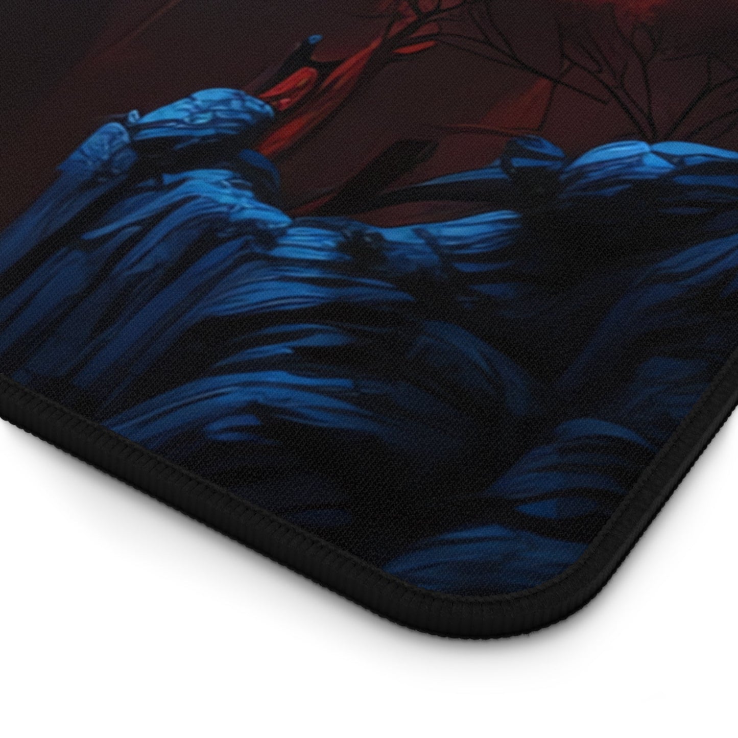 Close-up view of the front of the Majestic Mountainous Scenery xxl mouse pad