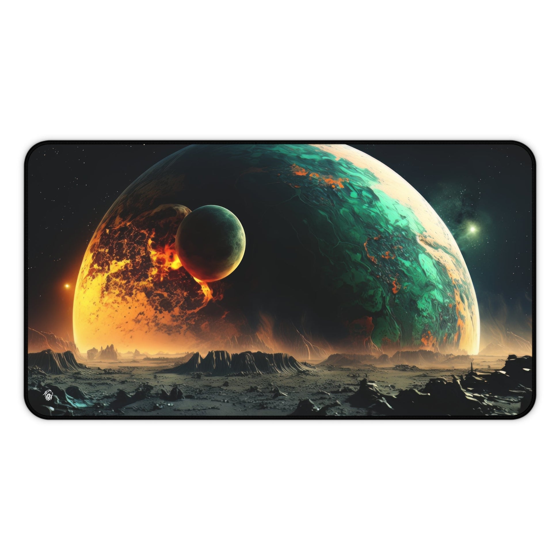 Extraterrestrial Landscape, Lunar Surface xxl mouse pad of size 12 by 22 inches with a white background