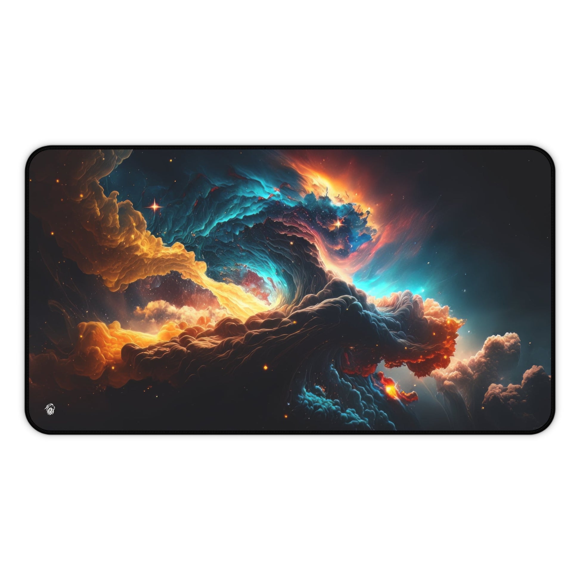 Vibrant Galactic Imagery xxl mouse pad of size 12 by 22 inches with a white background