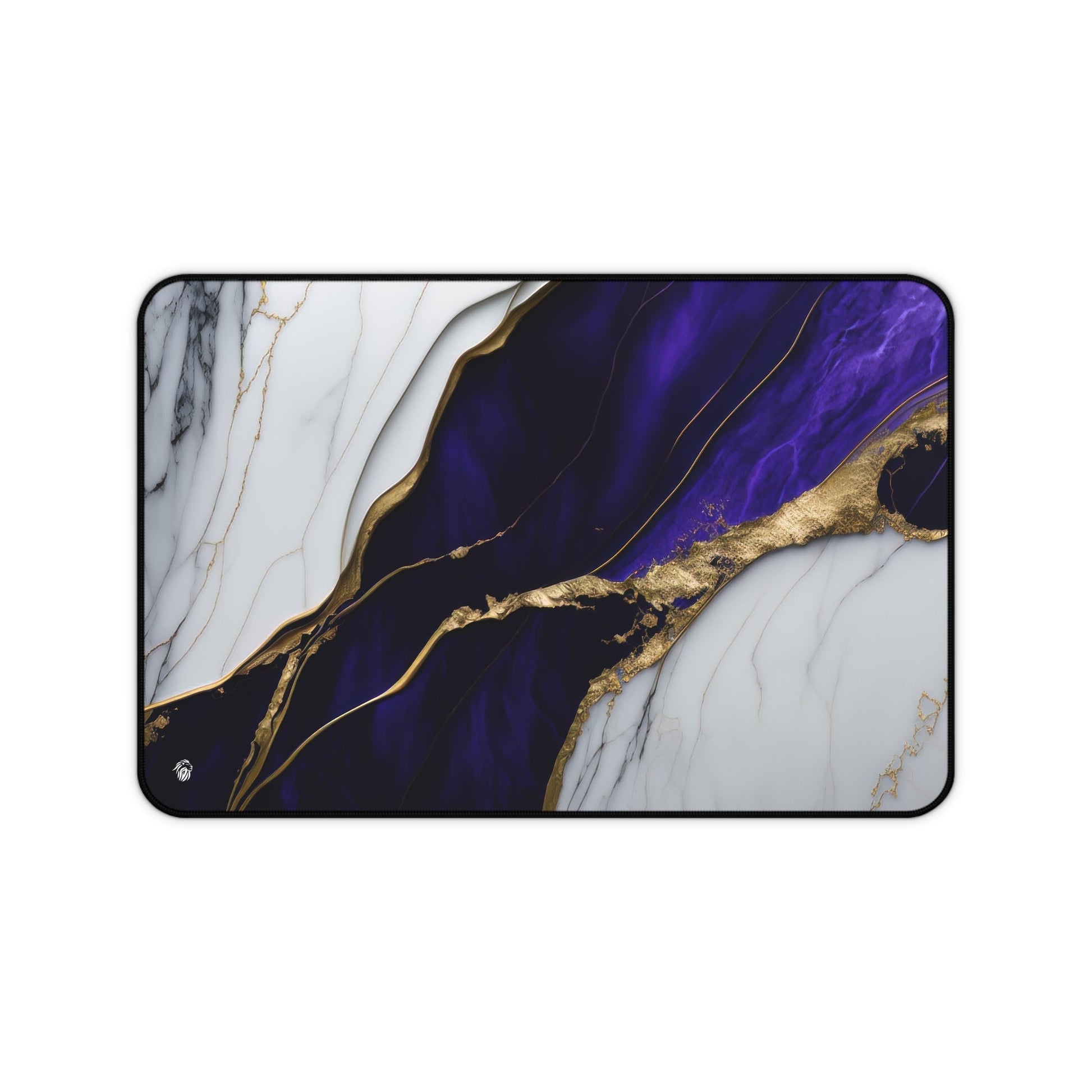 Purple Marble with Gold Accents xxl mouse pad of size 12 by 18 inches with a white background