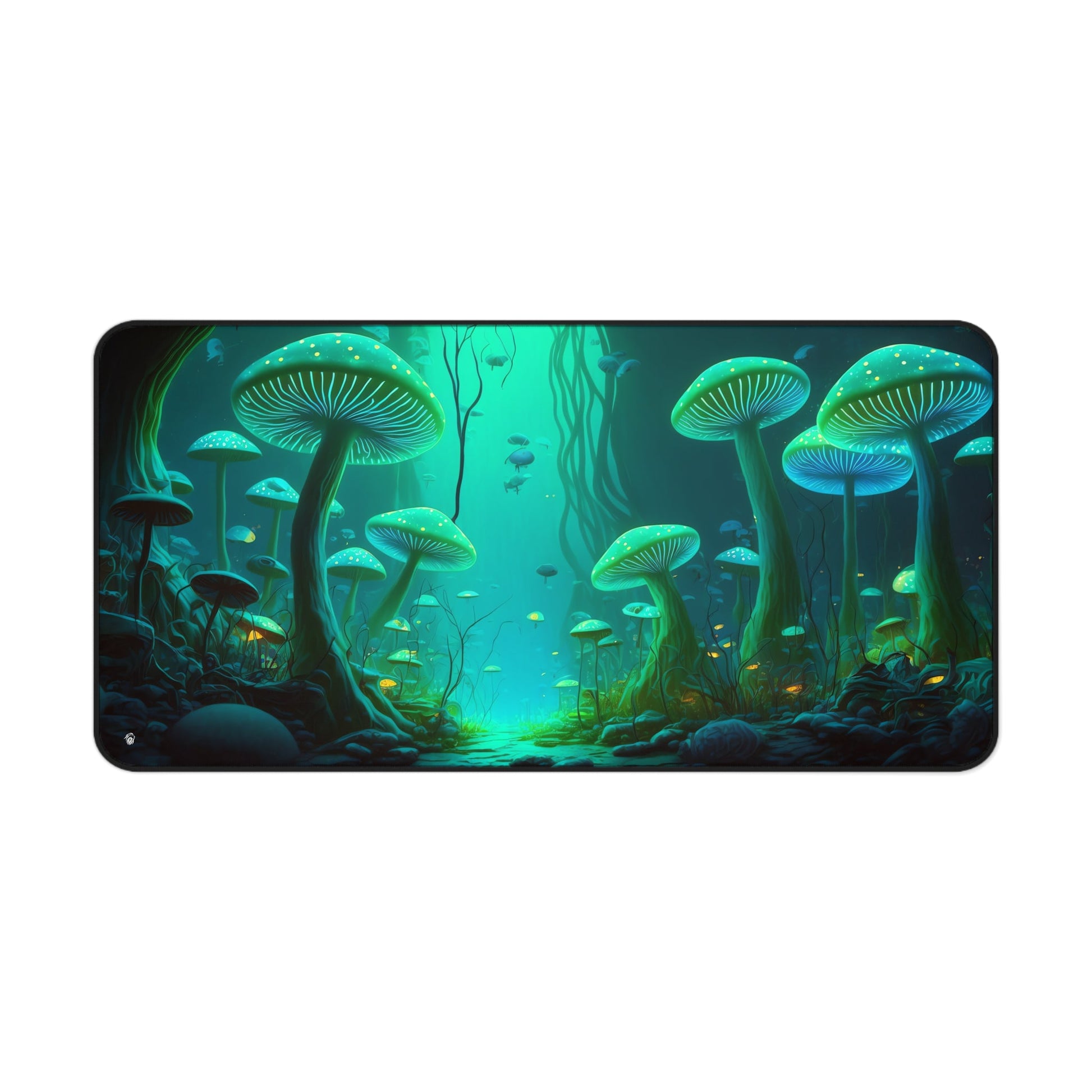 Close-up view of the front of the Enchanting Fungal Forest Imagery xxl mouse pad