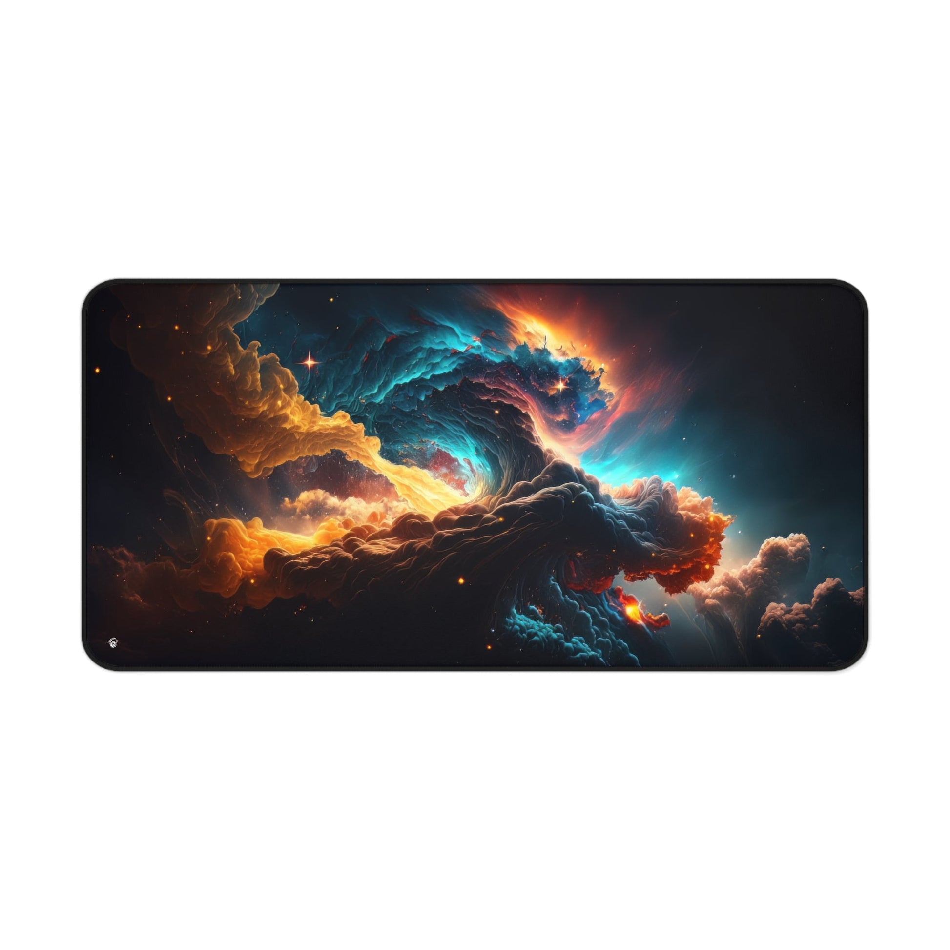 Close-up view of the front of the Vibrant Galactic Imagery xxl mouse pad