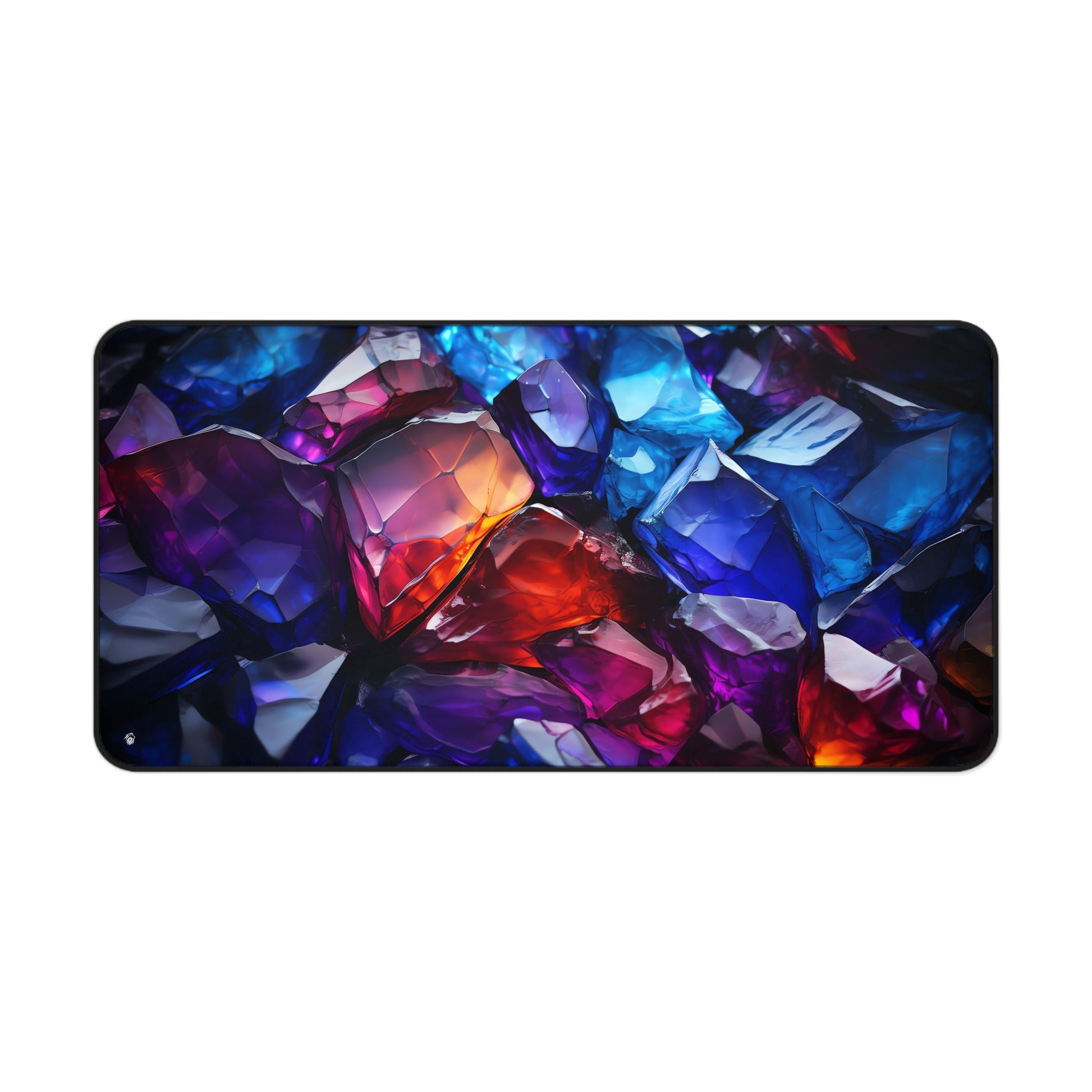 Close-up view of the front of the Vibrant Crystal Geode Pattern xxl mouse pad