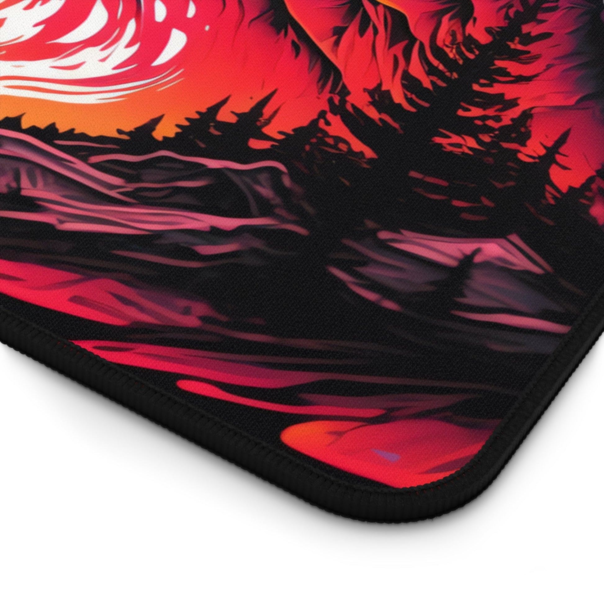 Close-up view of the front of the Pastel Alpine Mountain Scene xxl mouse pad