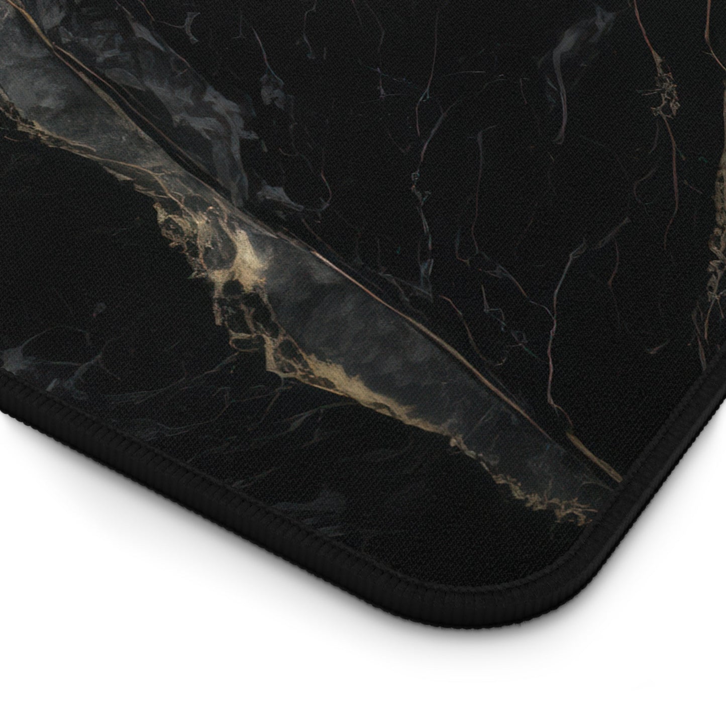 Sophisticated Black Marble Aesthetic xxl mouse pad of size 15 by 31 inches with a white background