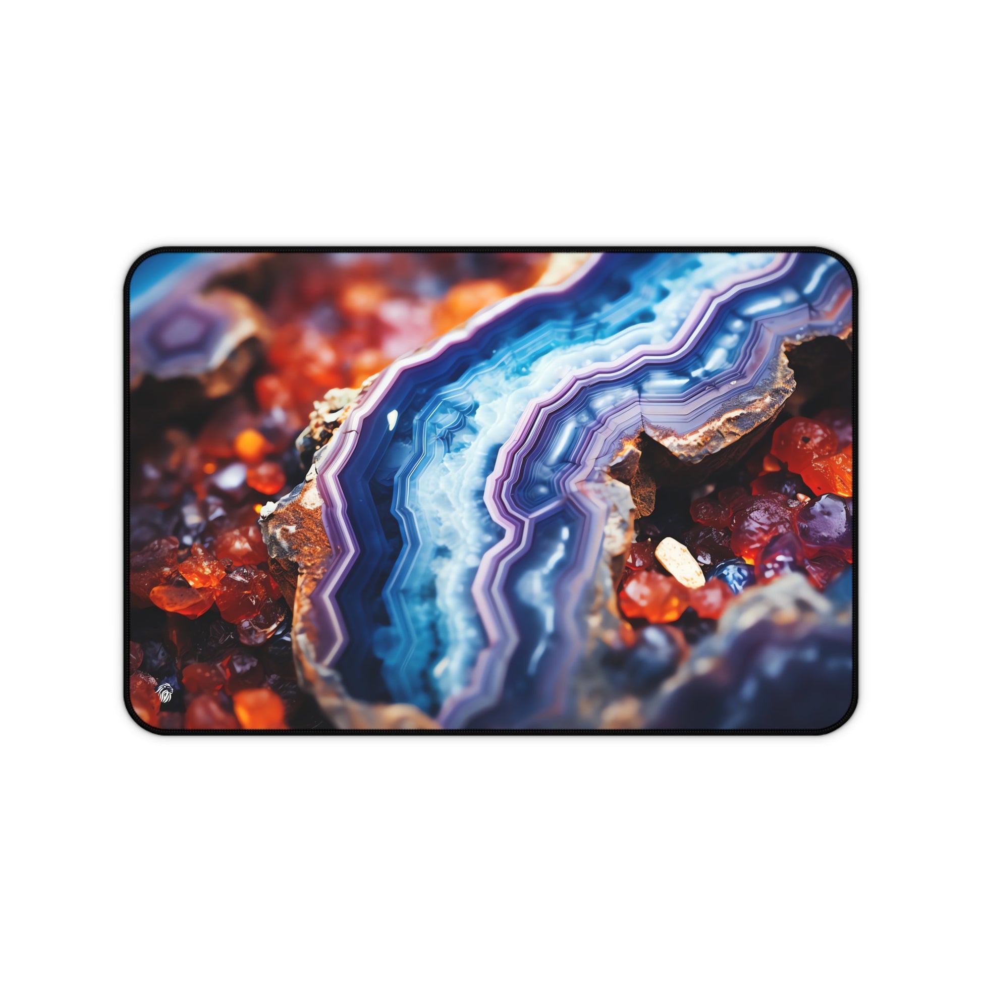 Vibrant, Geode-patterned, Multicolored xxl mouse pad of size 12 by 18 inches with a white background