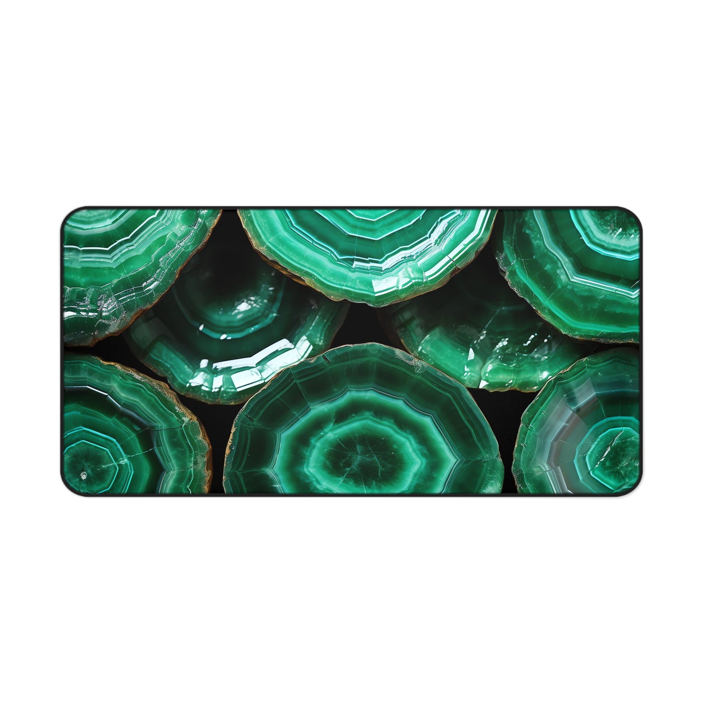 Close-up view of the front of the Deep Green, Emerald Crystal Geode xxl mouse pad