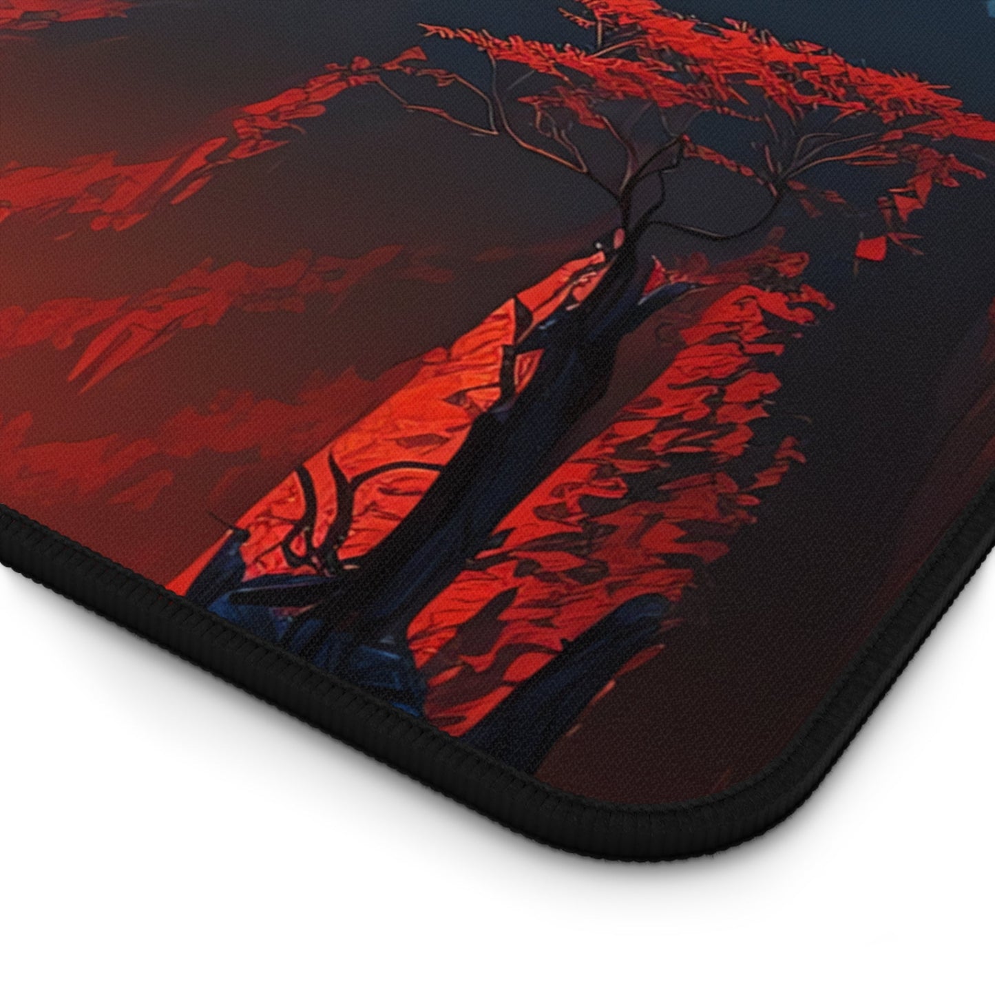 Close-up view of the front of the Majestic Mountainous Scenery xxl mouse pad