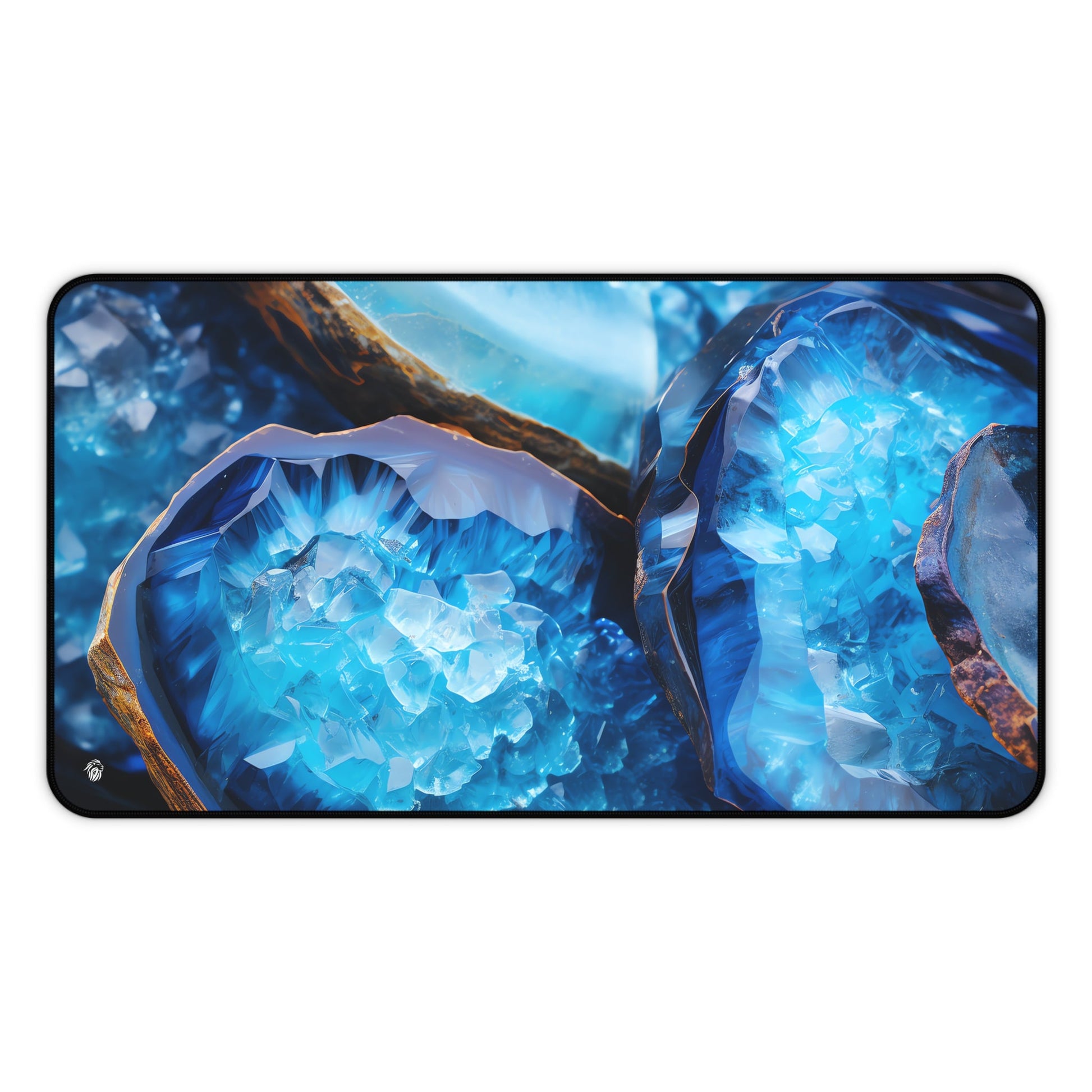 Vibrant Blue Geode Pattern xxl mouse pad of size 12 by 22 inches with a white background