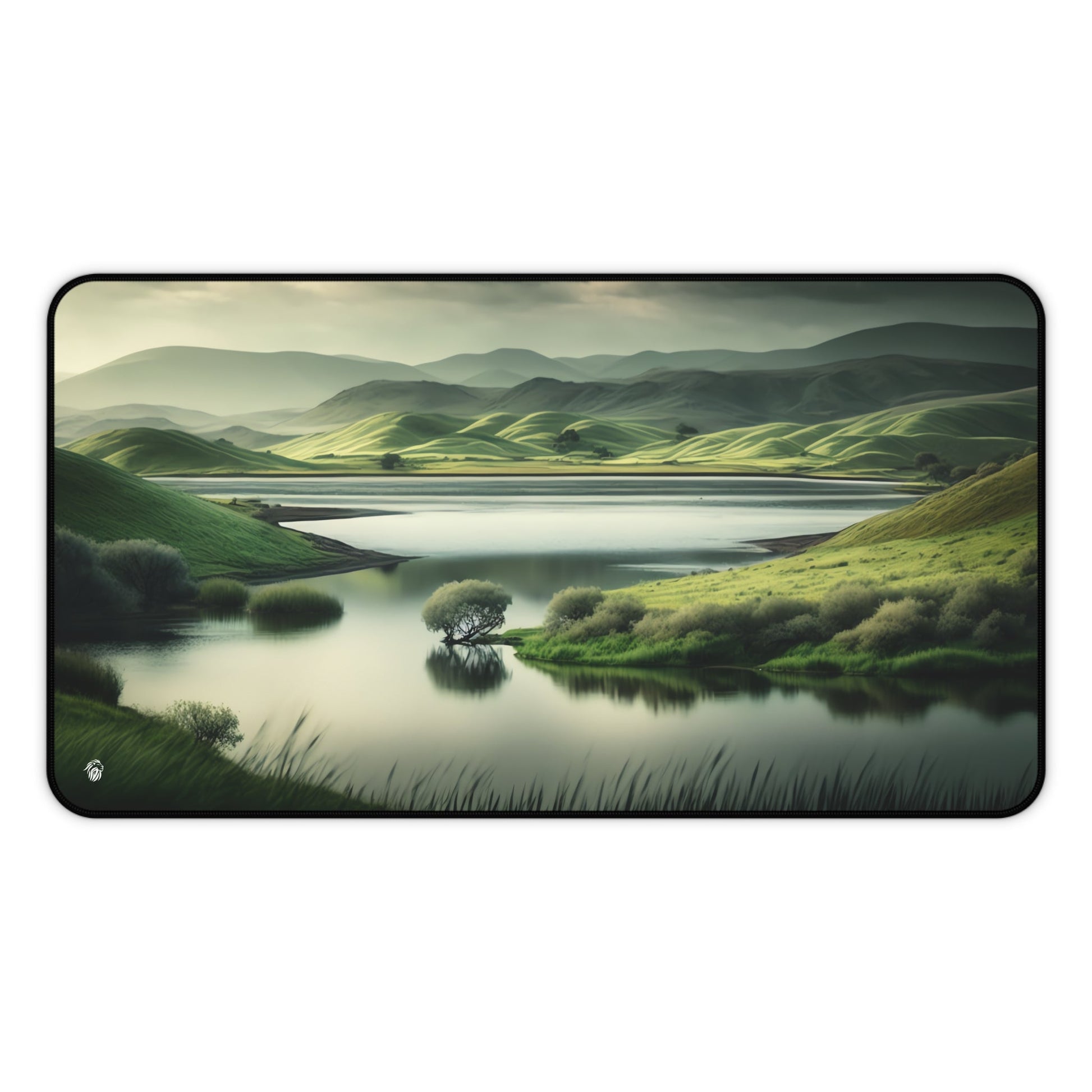 Verdant Hills Panoramic View xxl mouse pad of size 12 by 22 inches with a white background