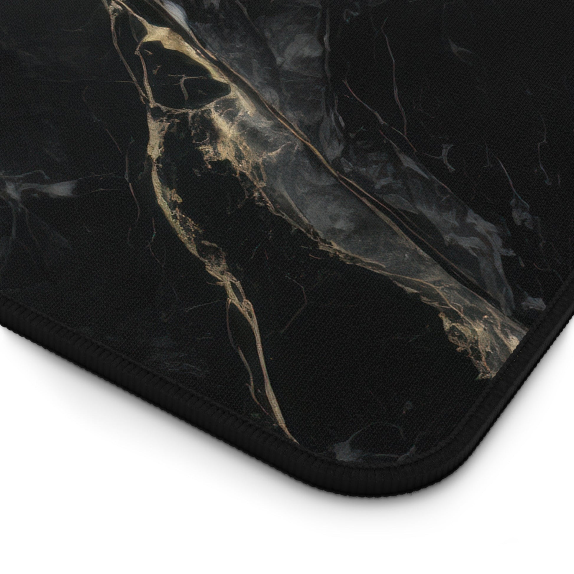 Close-up view of the front of the Sophisticated Black Marble Aesthetic xxl mouse pad