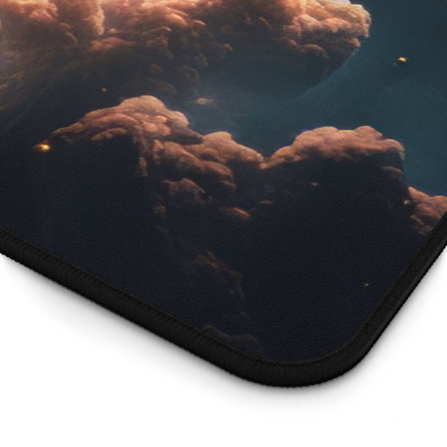 Close-up view of the front of the Vibrant Galactic Imagery xxl mouse pad