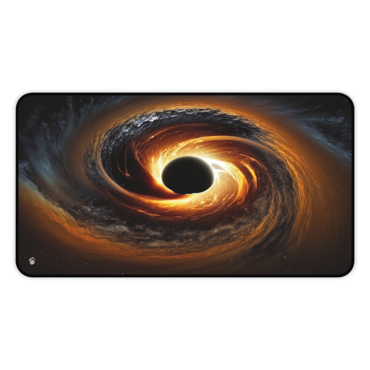 Galactic Black Hole Imagery xxl mouse pad of size 12 by 22 inches with a white background