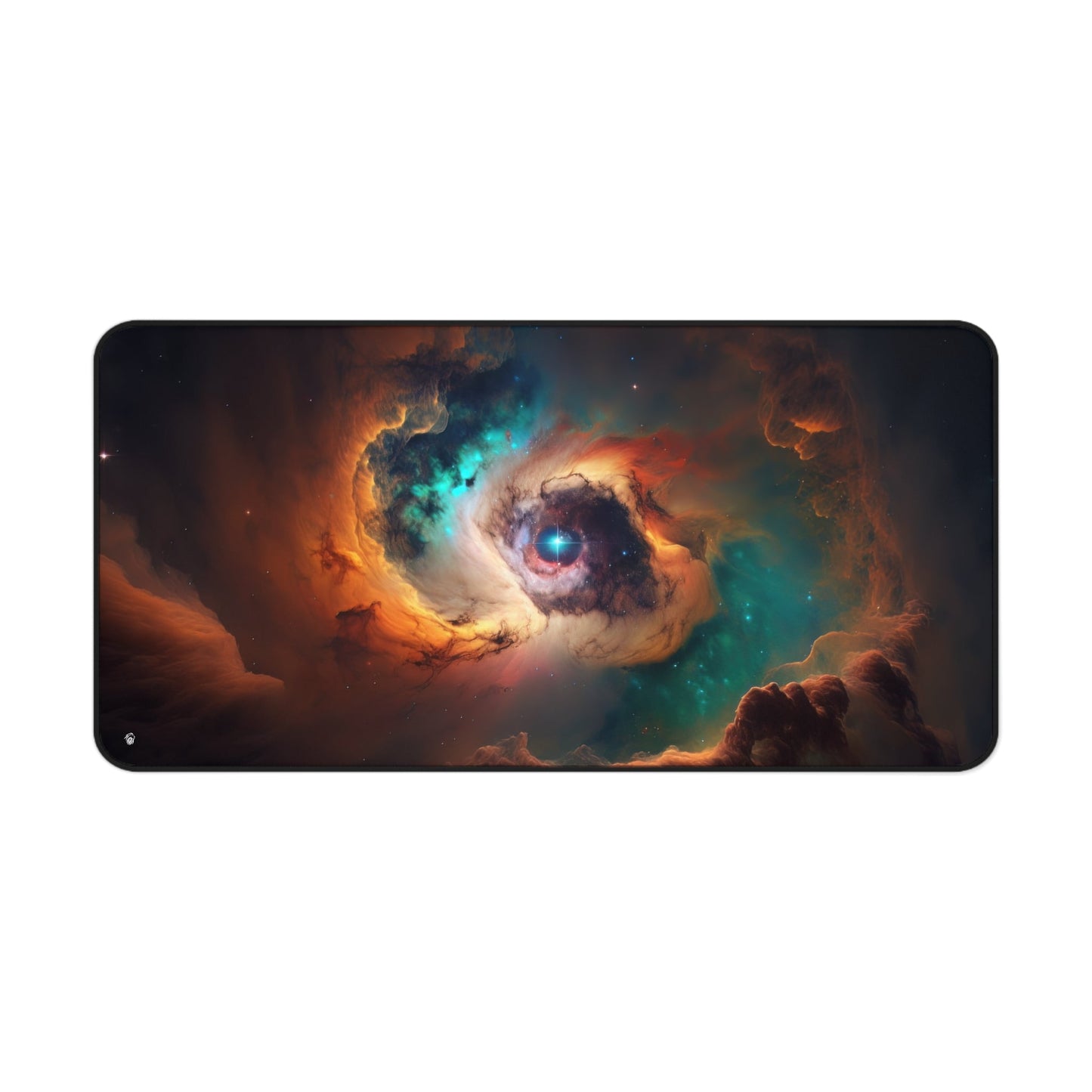 Close-up view of the front of the Vivid Galactic Explosion Imagery xxl mouse pad