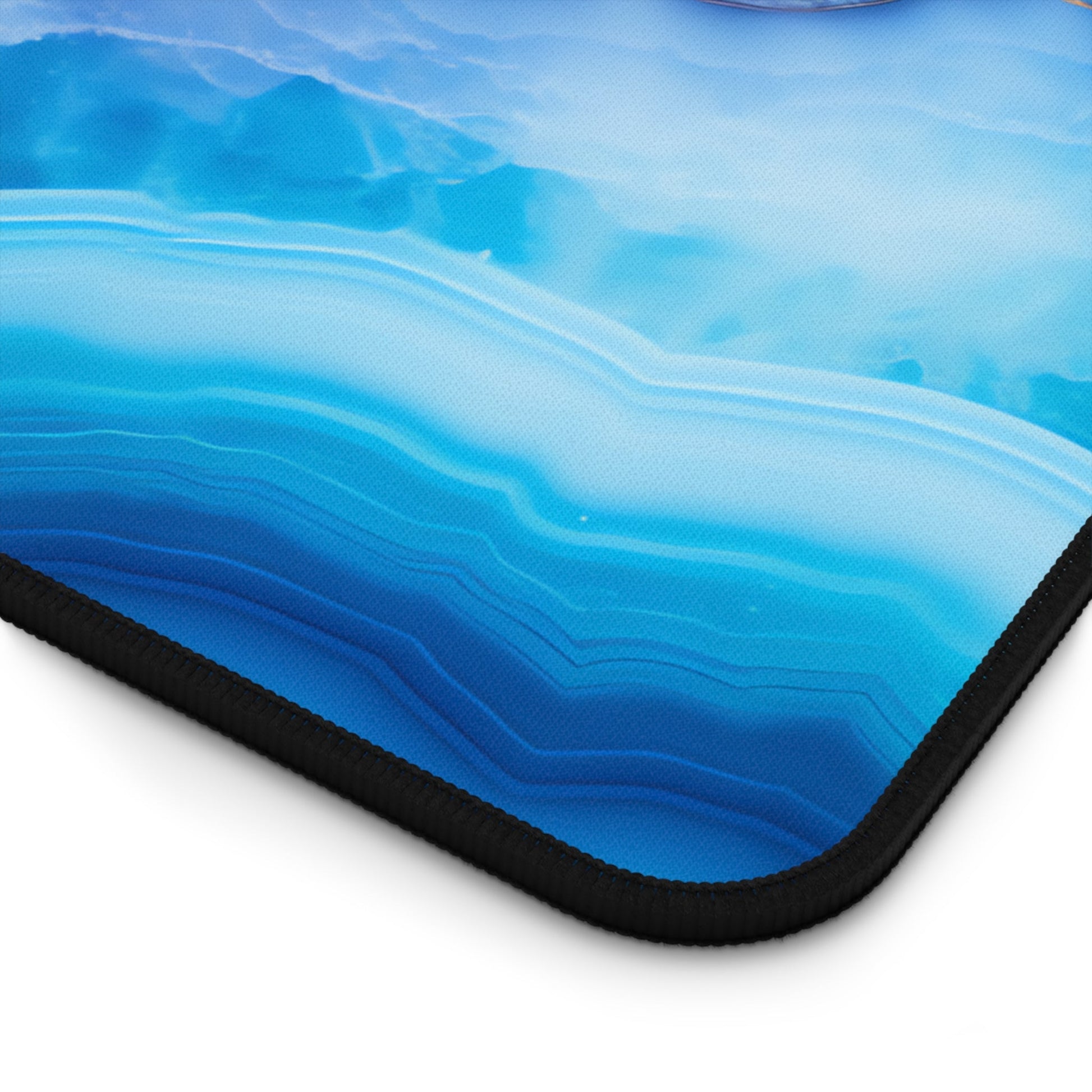 Close-up view of the front of the Vibrant Blue Mineral Abstract xxl mouse pad