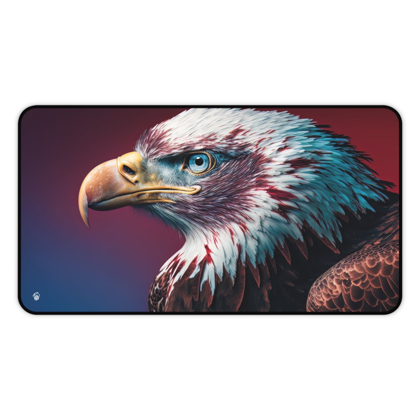 Majestic Bald Eagle Visual xxl mouse pad of size 12 by 22 inches with a white background