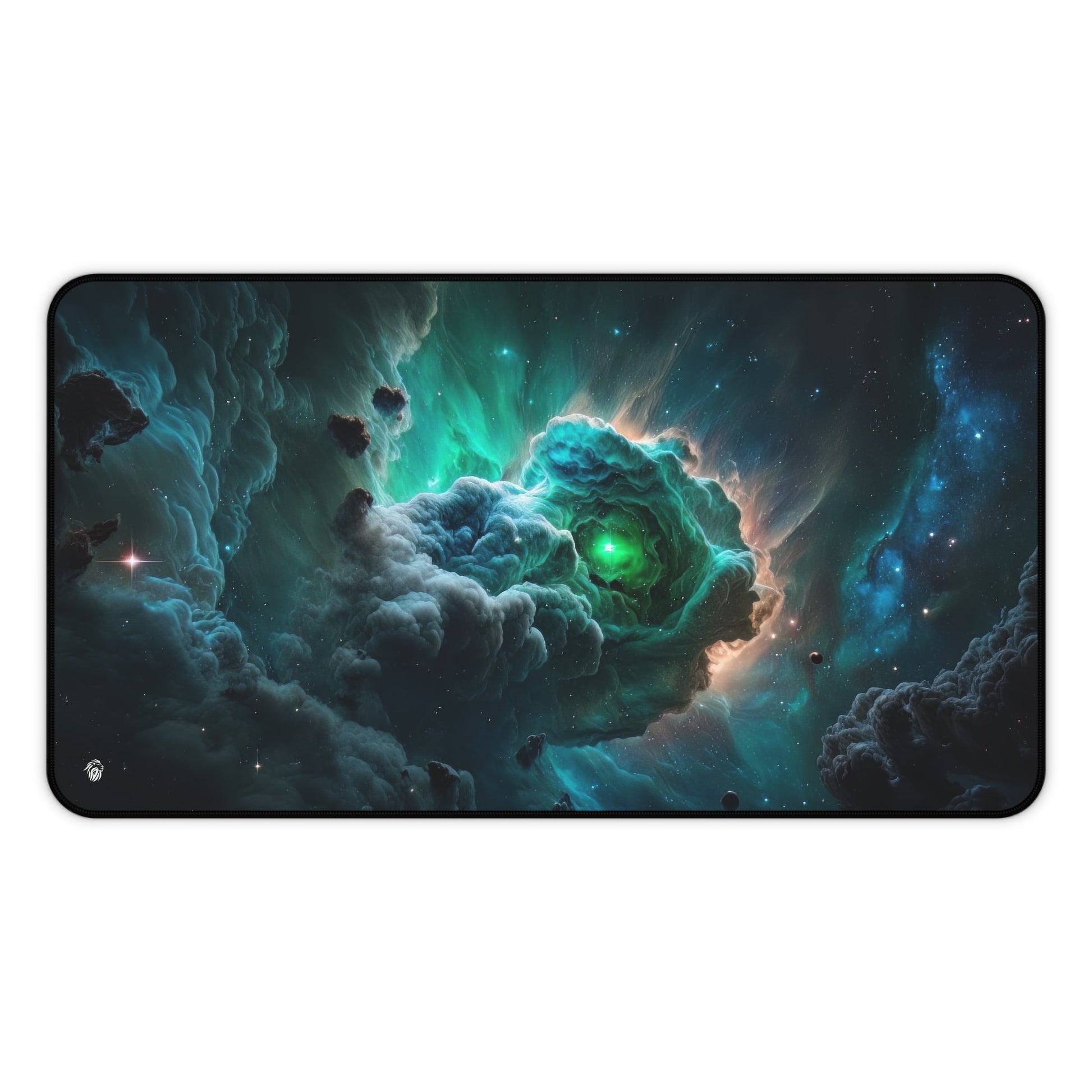 Starry Sky, Nebula Motif xxl mouse pad of size 12 by 22 inches with a white background