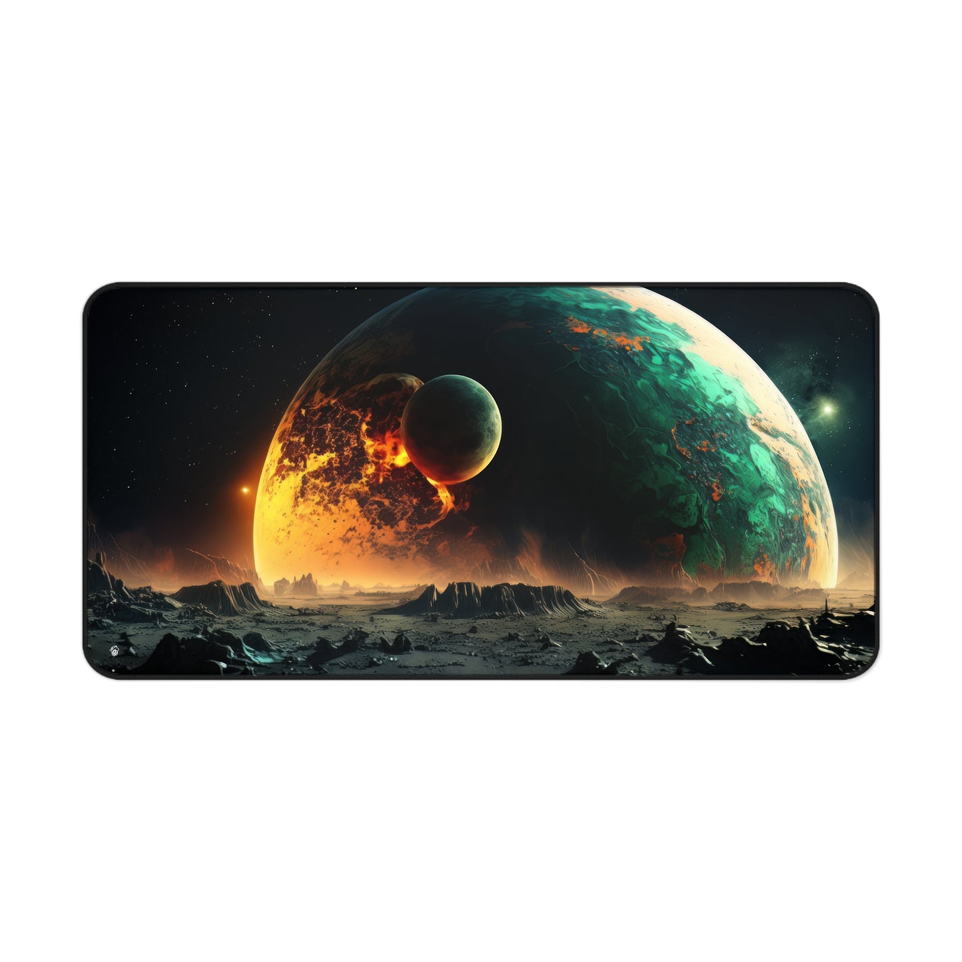 Close-up view of the front of the Extraterrestrial Landscape, Lunar Surface xxl mouse pad