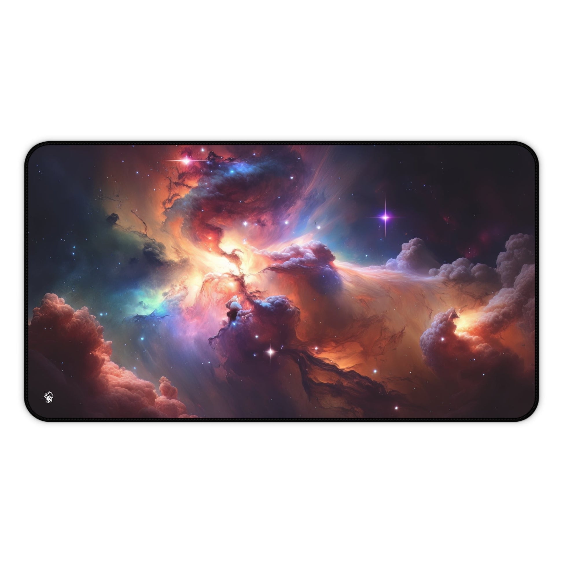 Galactic Nebula Imagery xxl mouse pad of size 12 by 22 inches with a white background