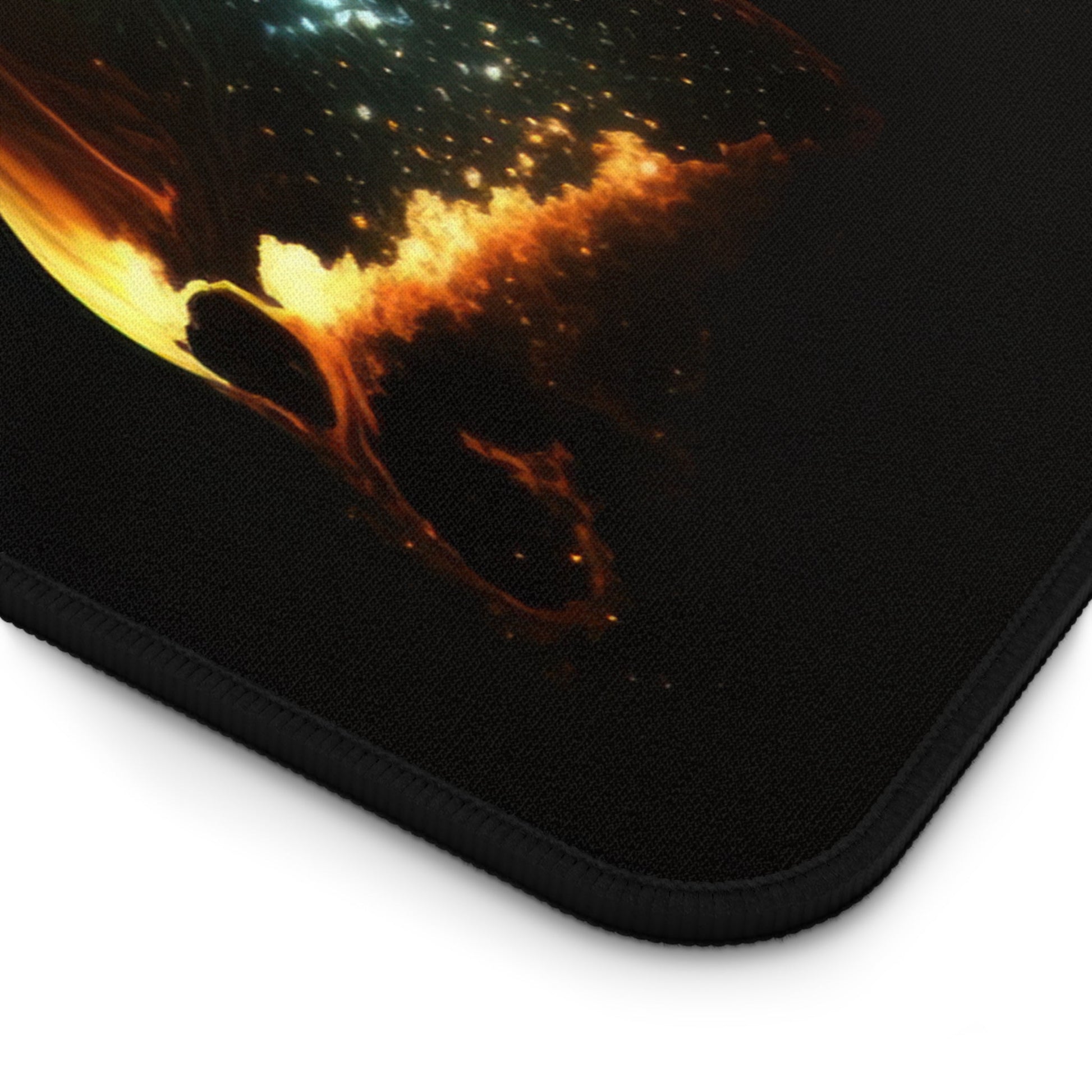 Close-up view of the front of the Galactic Butterfly Illustration xxl mouse pad