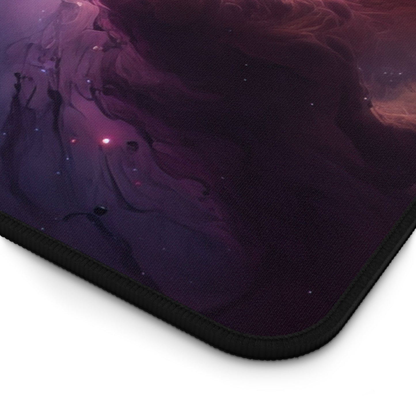 Close-up view of the front of the Vibrant Nebula Imagery xxl mouse pad