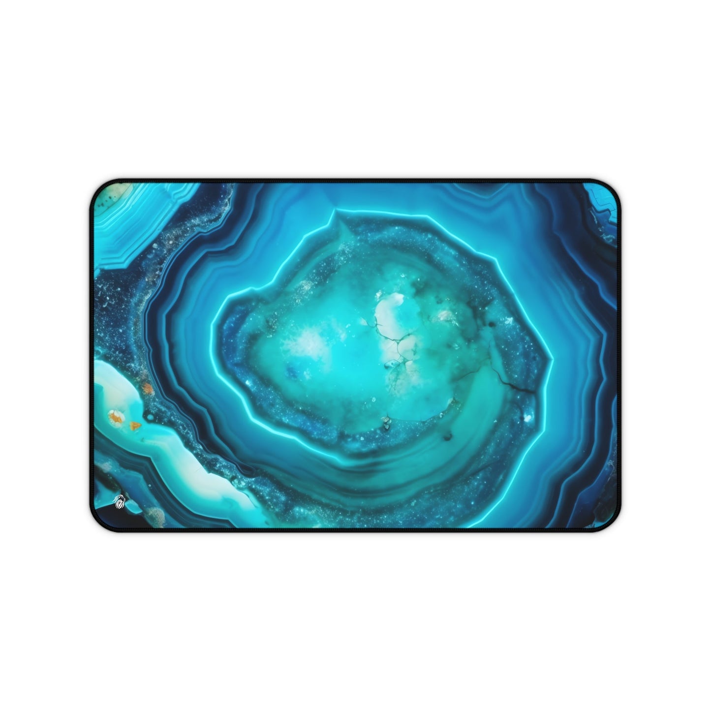 Vibrant Cyan Blue Geode xxl mouse pad of size 12 by 18 inches with a white background