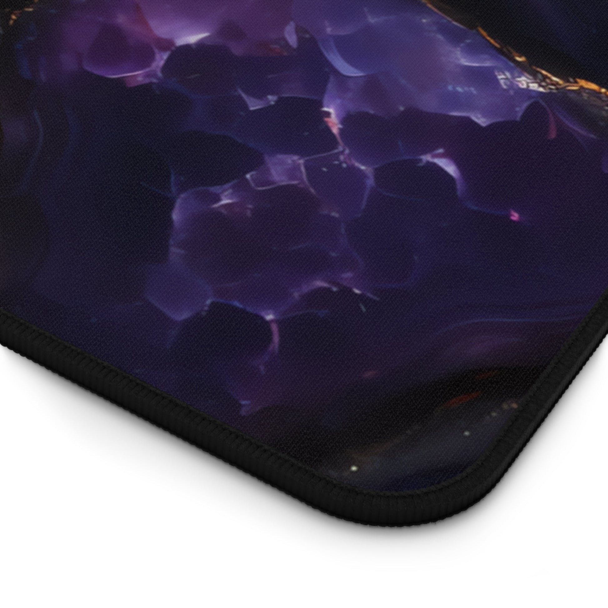 Close-up view of the front of the Purple Geode Pattern xxl mouse pad