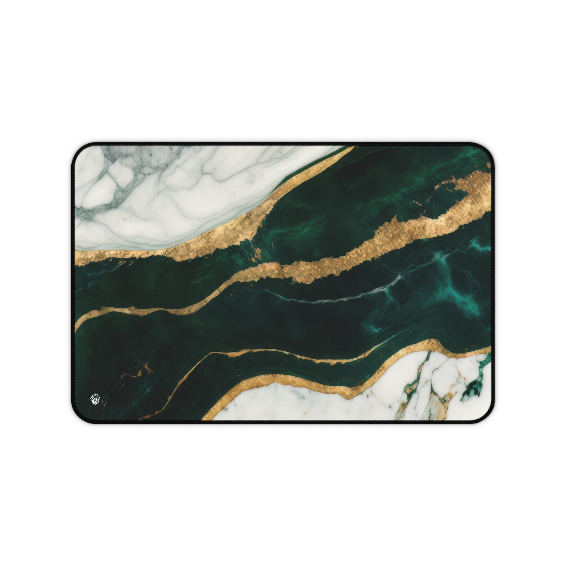 Emerald Green Marbled, Gold Highlights xxl mouse pad of size 12 by 18 inches with a white background